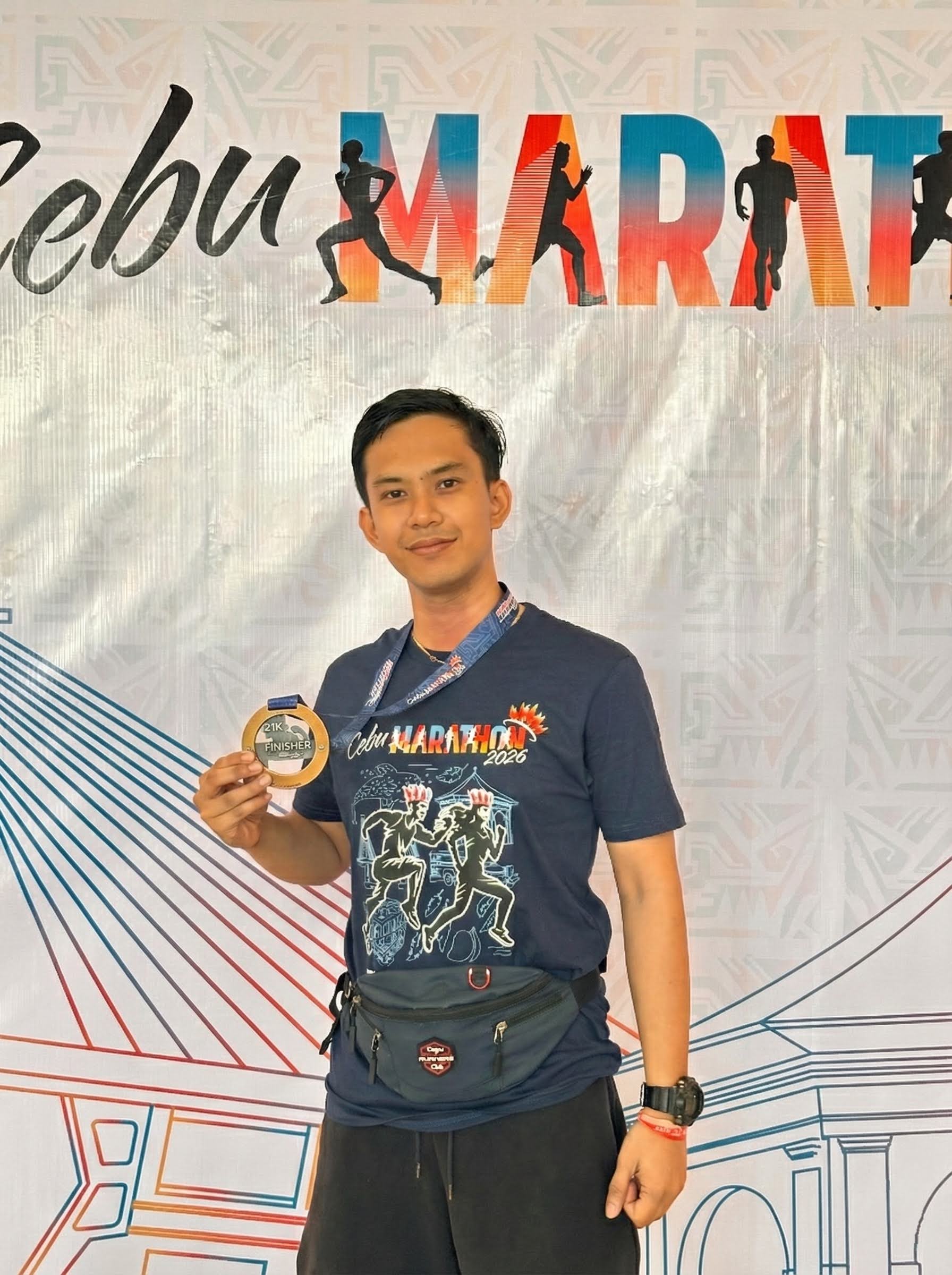 Dave at the finish line of the Cebu Marathon